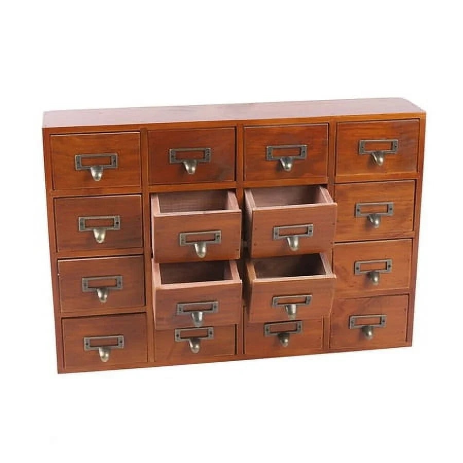 Drawer Desk Organizer Apothecary Wood Drawers Retro Storage Cabinet 16 Box