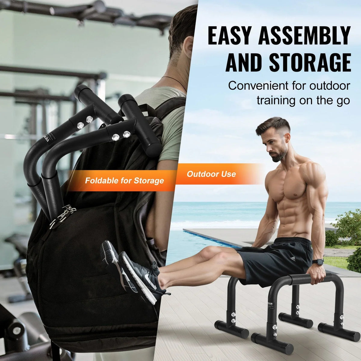 Bars, Capacity, for Home Strength Stabilizers 500 and Outdoor Ideal Gym, with - Training Fitness VEVOR Dip lbs Office, Heavy-Duty Workout Stand