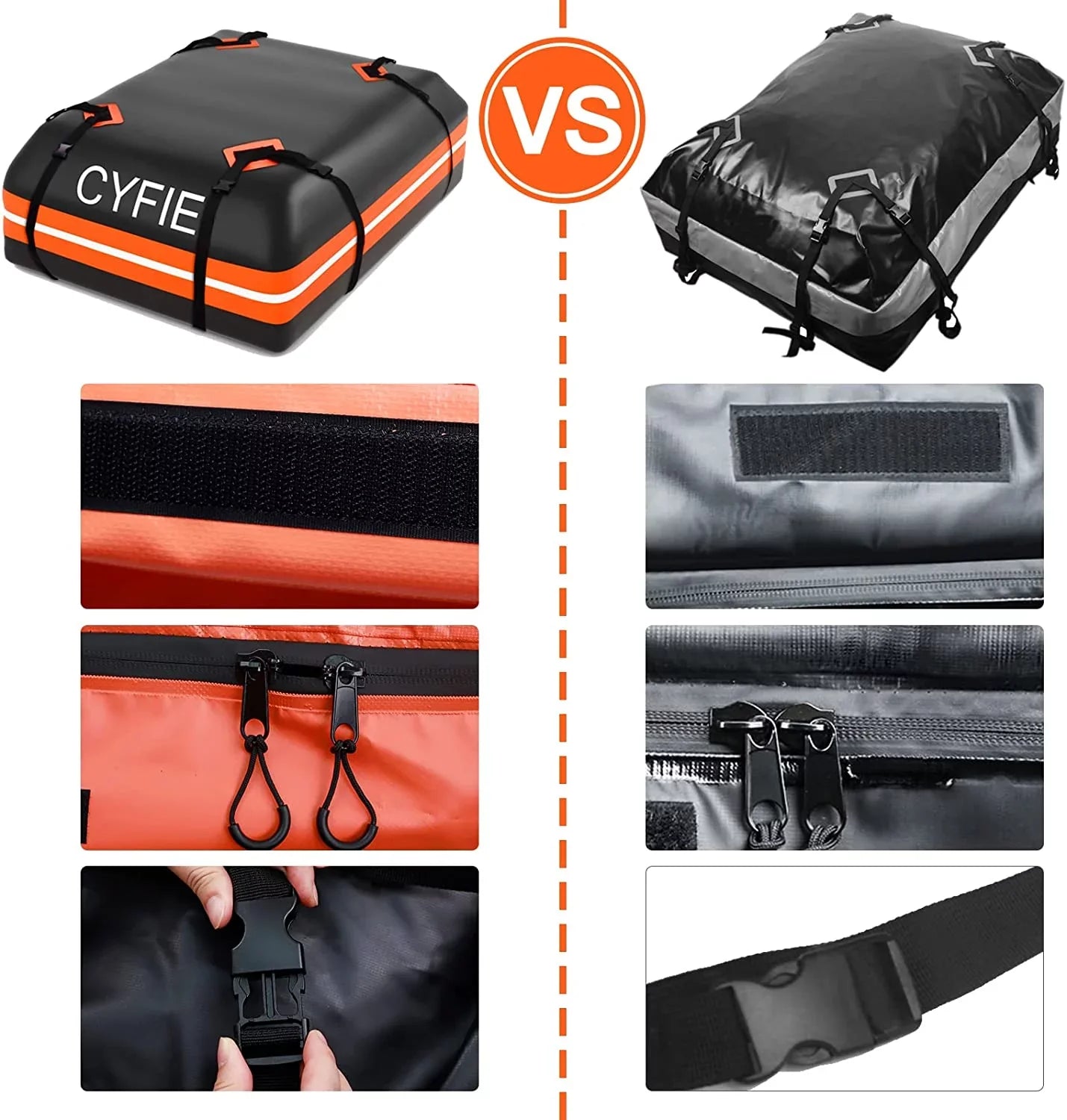 Cargo Hooks, Cars Straps, Top Carrier Car 15Cu. Rack, Bag 6 for Bag Reinforced Door for Includes with/Without Rooftop Anti-Slip Tearproof, All Car,SUV 8 & Storage Mat, ft Cyfie Waterproof