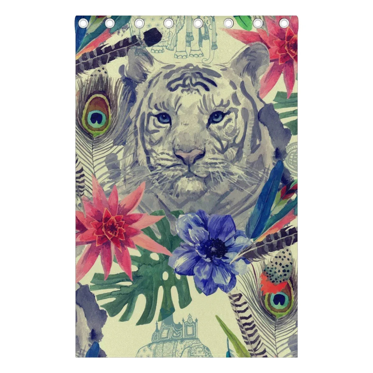 Head Living Curtains Pattern (52Wx84L With Bedroom Room,2 Indian Vintage Panel Feather for Thermal Style Darkening Tiger POPCreation Window Blackout Curtain Inches) Blind Curtain