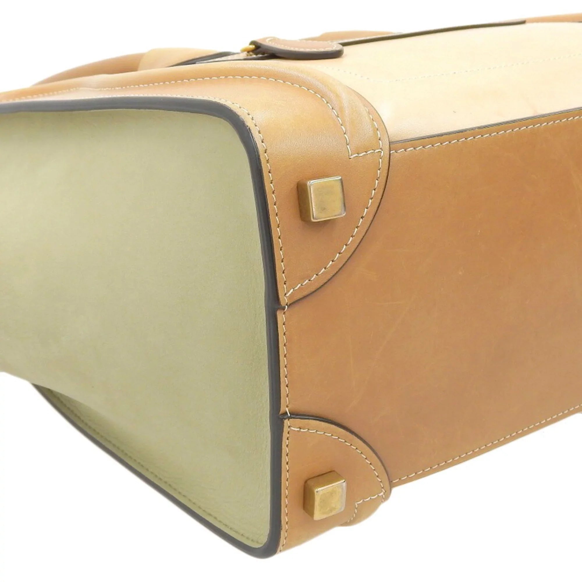 Celine handbag mint 15LK beige CELINE micro Pre-Owned 167793 tricolor green shopper (Good) A03 luggage