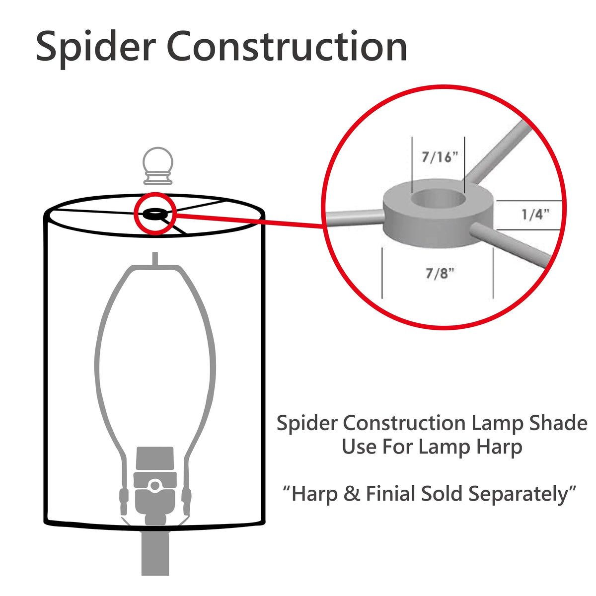 9") Lamp wide Creative x Spider in x Construction 32030 Shade 12" Hardback Shape Transitional Ivory, (6" Empire Aspen 12"