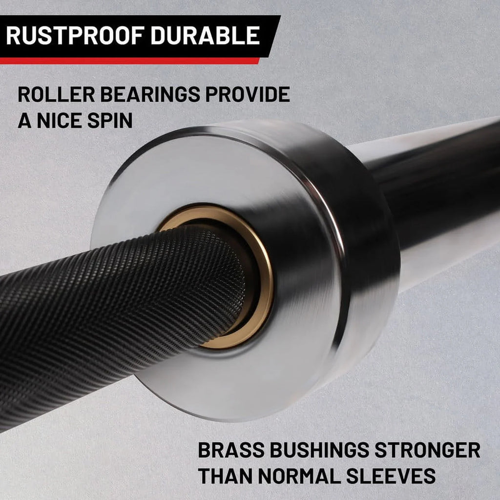 Chrome Black POUND Hard Weights Olympic Bar Barbell Barbells,1000 Chrome Solid Power Lifting Lifting