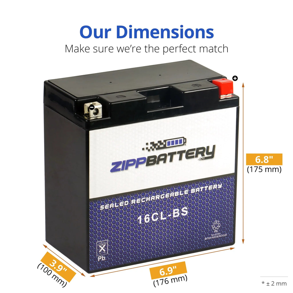 Jet Battery Zipp Models All Polaris Years Yb16cl-bs Battery All Ski Cc for All