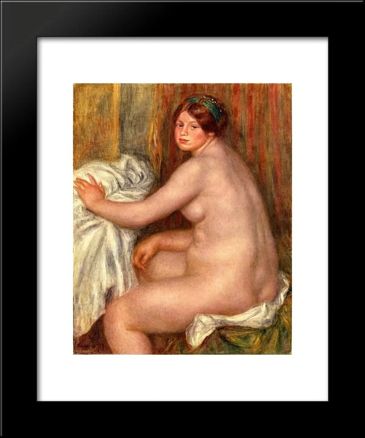 by Auguste Print Bather Renoir, Pierre Framed Seated 20x24 Art