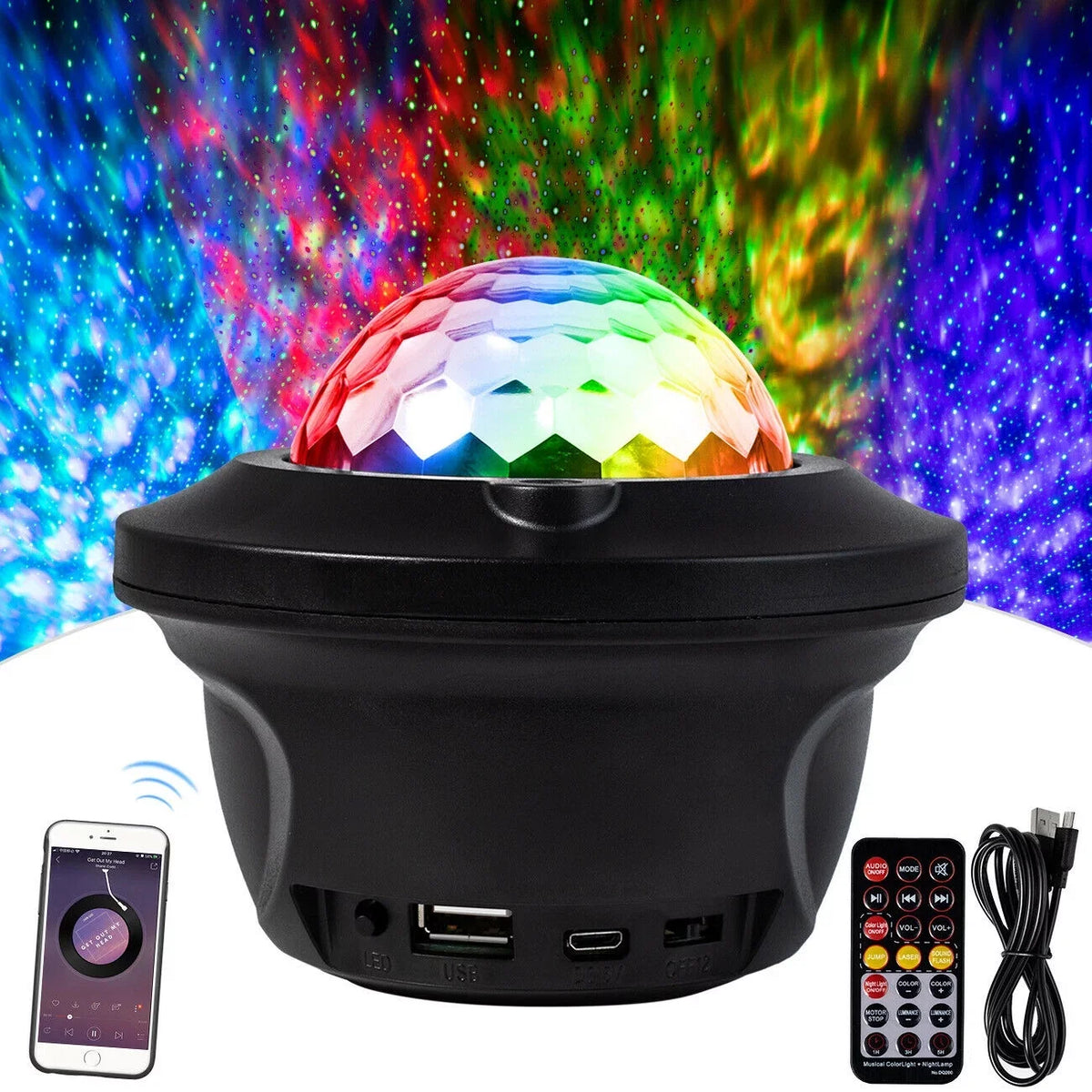 Strobe Stage W/ Remote DJ LED Party Lamp Ball Disco Speaker Bluetooth RGB Light