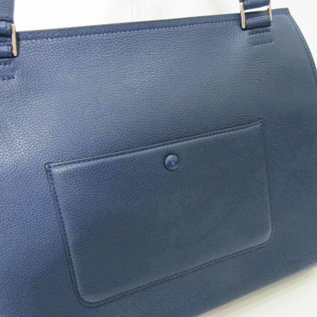 Handle Bag Tote Ladies Medium Calf Handbag (Good) Celine One Pre-Owned Blue Leather Edge
