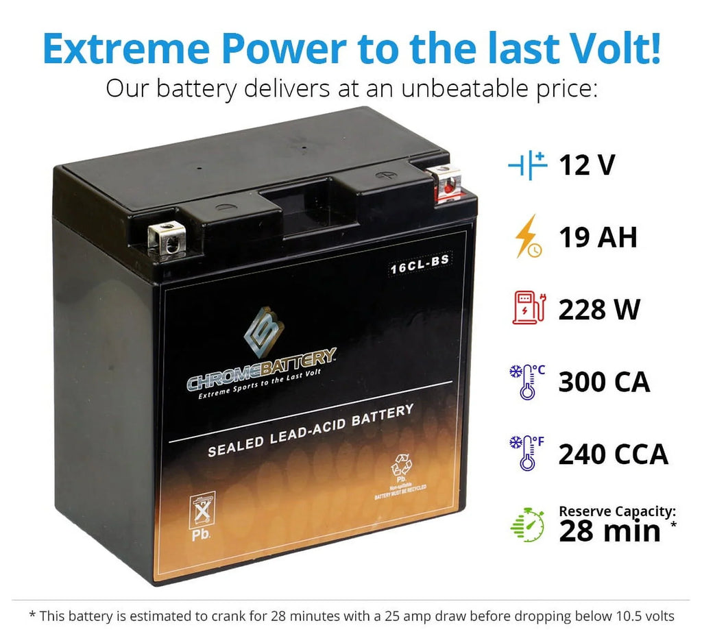 for Chrome Ski Cc Yb16cl-bs Js650 Kawasaki Jet Sx Battery Battery 87-'95