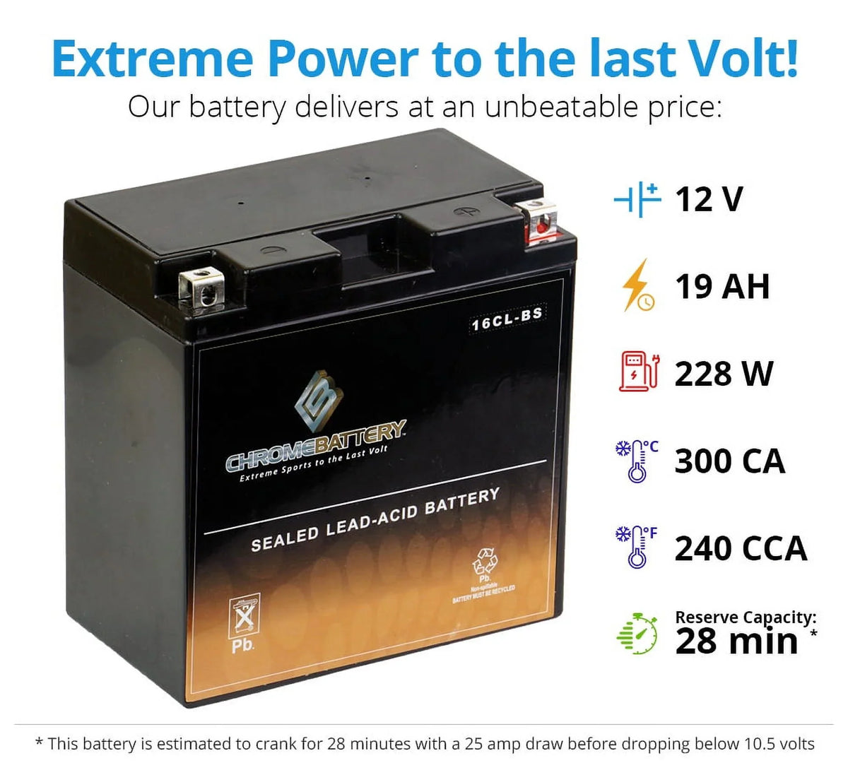 for Chrome Ski Cc Yb16cl-bs Js650 Kawasaki Jet Sx Battery Battery 87-'95