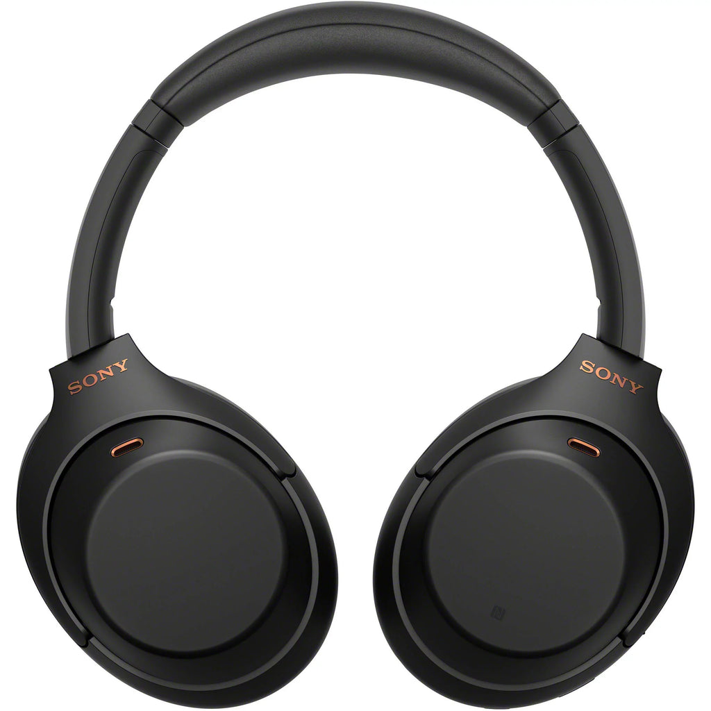 Connection WH-1000XM4 Type-C for Compact Cable, USB Wireless - Headphones Carry Plug Cloth Cable, Sony In-Flight Over-Ear Includes: Case & Microfiber Use, Noise-Canceling Adapter (Black) Cleaning