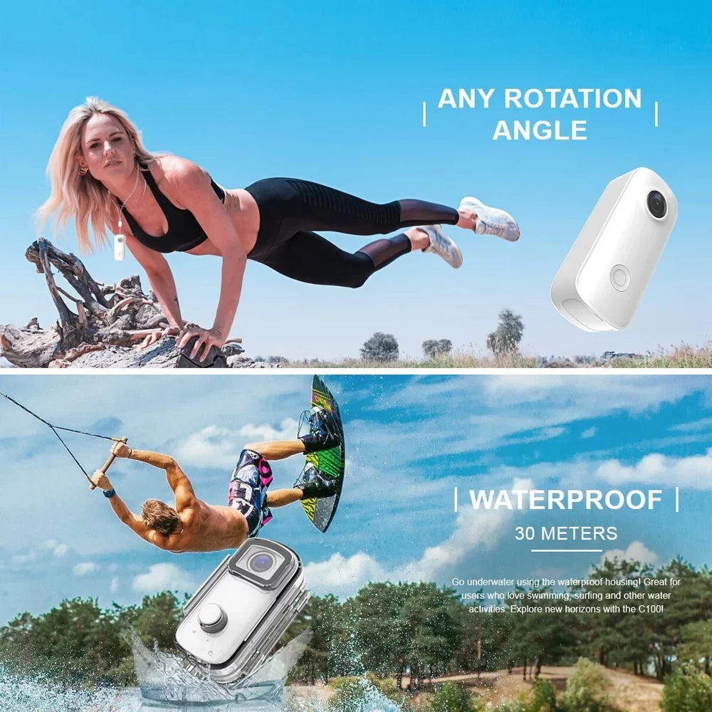 Digital Waterproof Clip 1080P30fps Video Battery WiFi SJCAM Back Lanyard Case Sharing Magnetic 30M Built-in Connection C100 with Body APP Waterproof Action