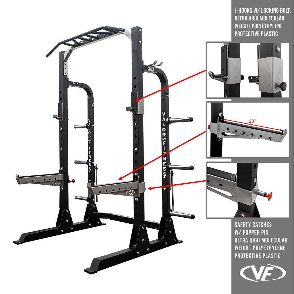 Squat Resistance 5 – -BD-58 Machine and Position Half Up Pegs Storage, Station Multi-Grip Fitness lbs – Equipment Power 1000 Adjustable Rack Height, Plate Max Valor Rack & Band – Bar Pull -