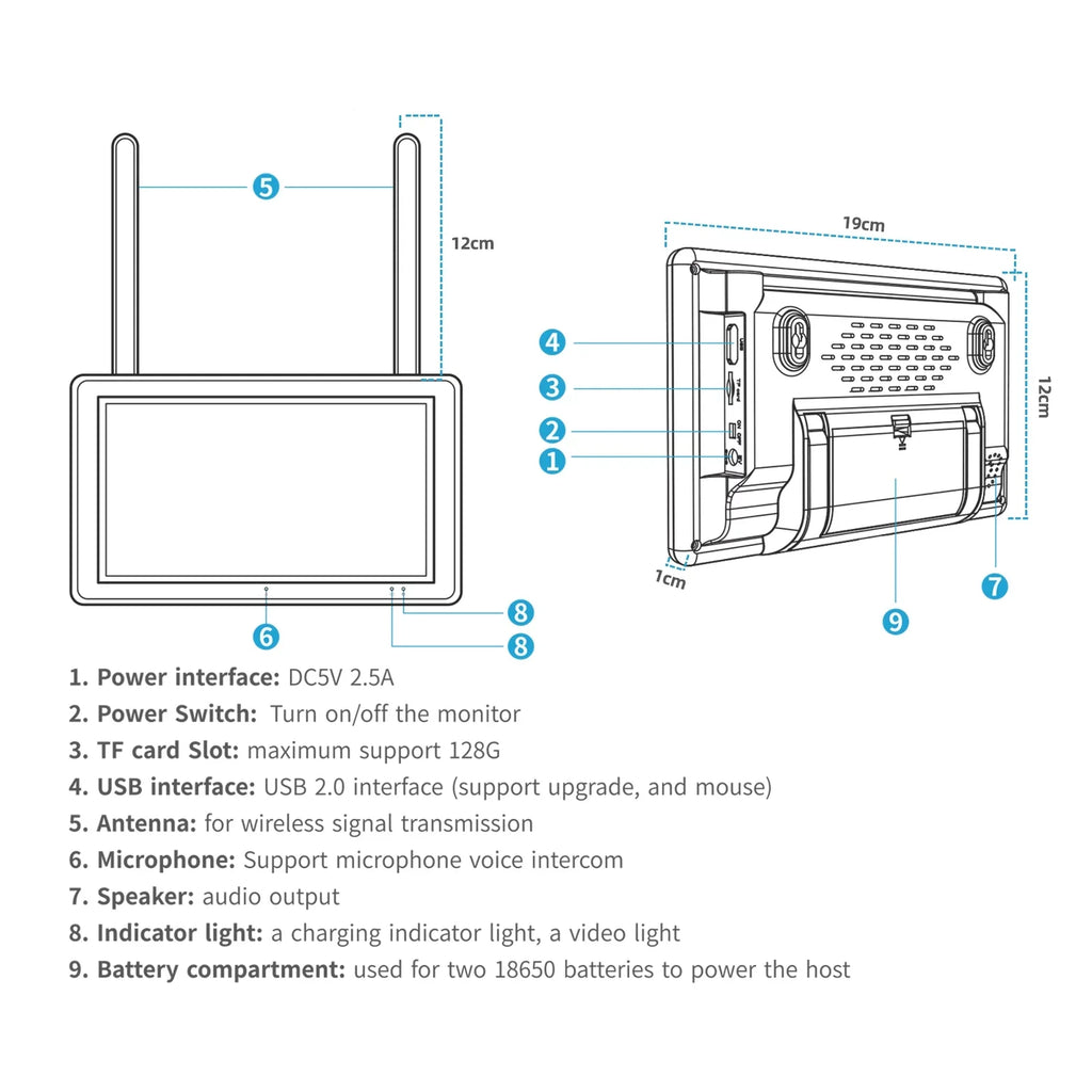 SC27 System Toguard 2K/3MP Monitor WiFi Surveillance Wireless Connector Outdoor Camera Bullet CCTV 7" Camera with Security