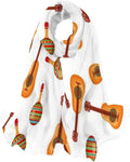 Hyjoy Wrap Shawl Guitars Scarf And Silk Women Culture Mexican Girls Maracas for Long Neck Scarves Lightweight Pattern