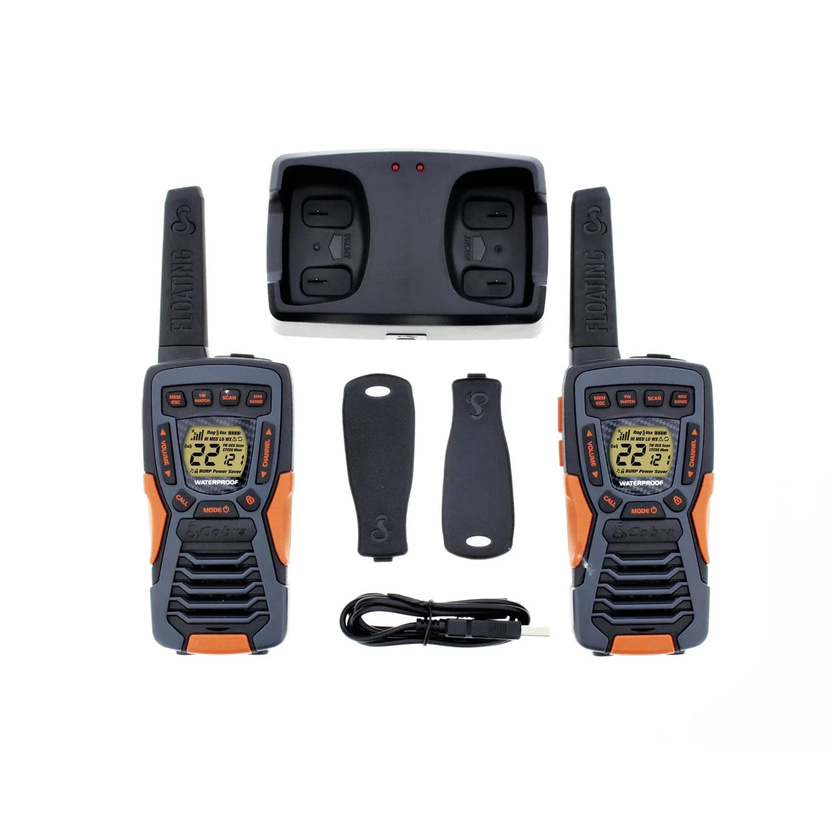 37-mile ACXT1037R-FLT Walkie (2-Pack) Cobra Floating, Talkies Two-Way Radios Rechargeable - Range