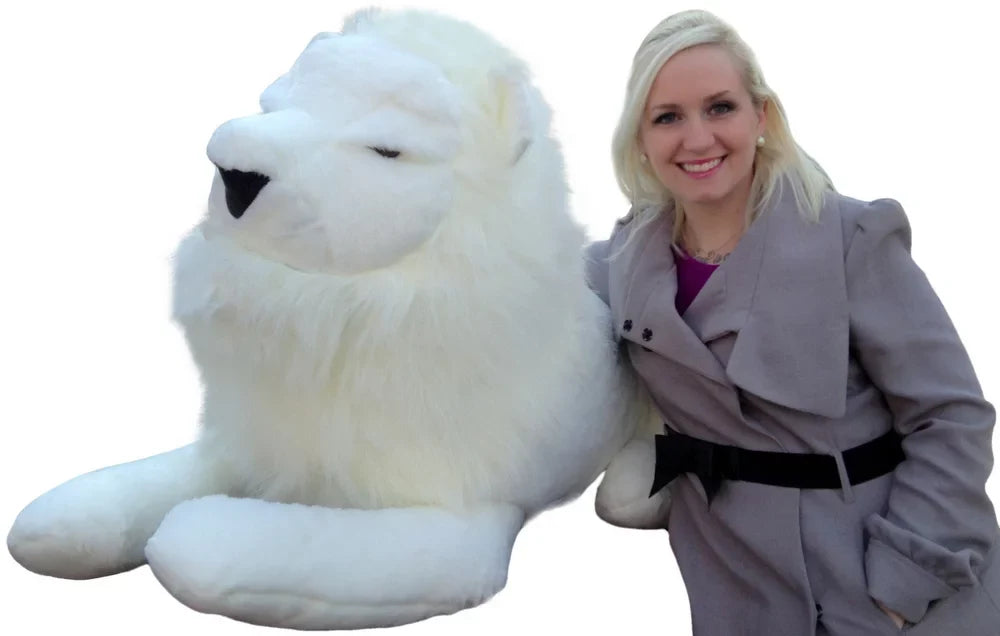 Stuffed Made American Inches America Giant the 48 Made in Soft Lion WHITE USA