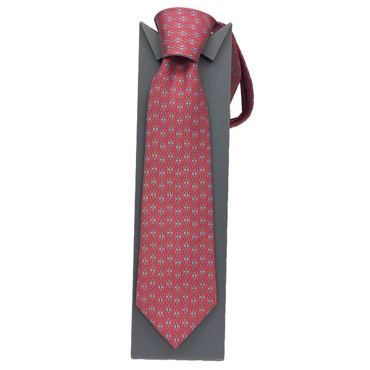Tie HERMES New) Red Hermes Pre-Owned Men's H (Like