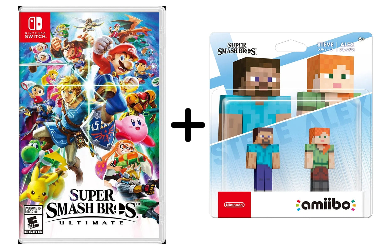 Nintendo Bros Figures + Ultimate Steve/Alex Super - Smash Switch amiibo