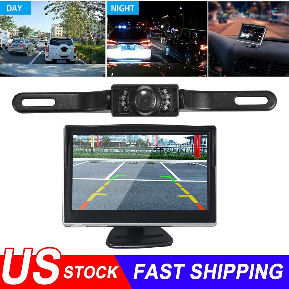 Monitor 5" Night Backup Paddsun Rear Waterproof View Vision Wireless HD Kit Camera Car