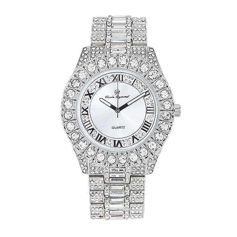 Date Designer Dials- Hop Iced and Raymond &Day Fully ST10535 Diamond Silver) Hip Mens Rocks Read Colorful Out - Charles Out w/Easy Big Watch Timepiece Blinged (ST10537-RN
