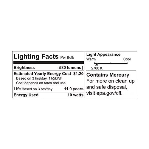 Bulb Base, GE replacement) 1-Pack Light Lighting Spiral 580-Lumen Smart with CFL (40-watt T2 Energy Spiral 10-Watt 85382 Medium