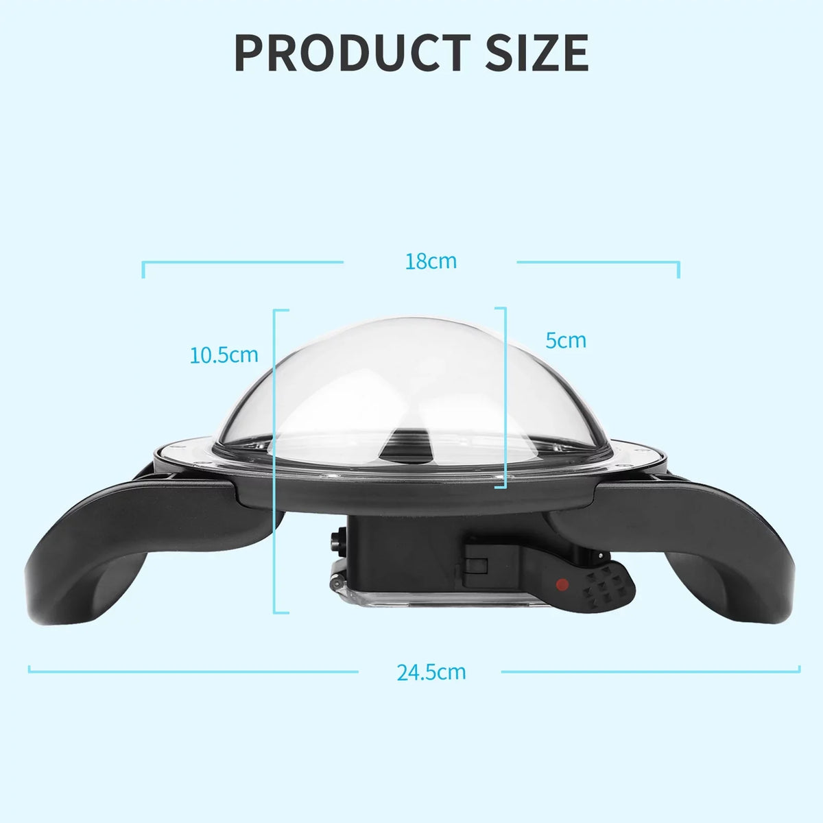 Port Wide Dual Black XTGP559, SHOOT and 45m 180° 9 Handle, Waterproof for Dome Waterproof, Case 10 Angle