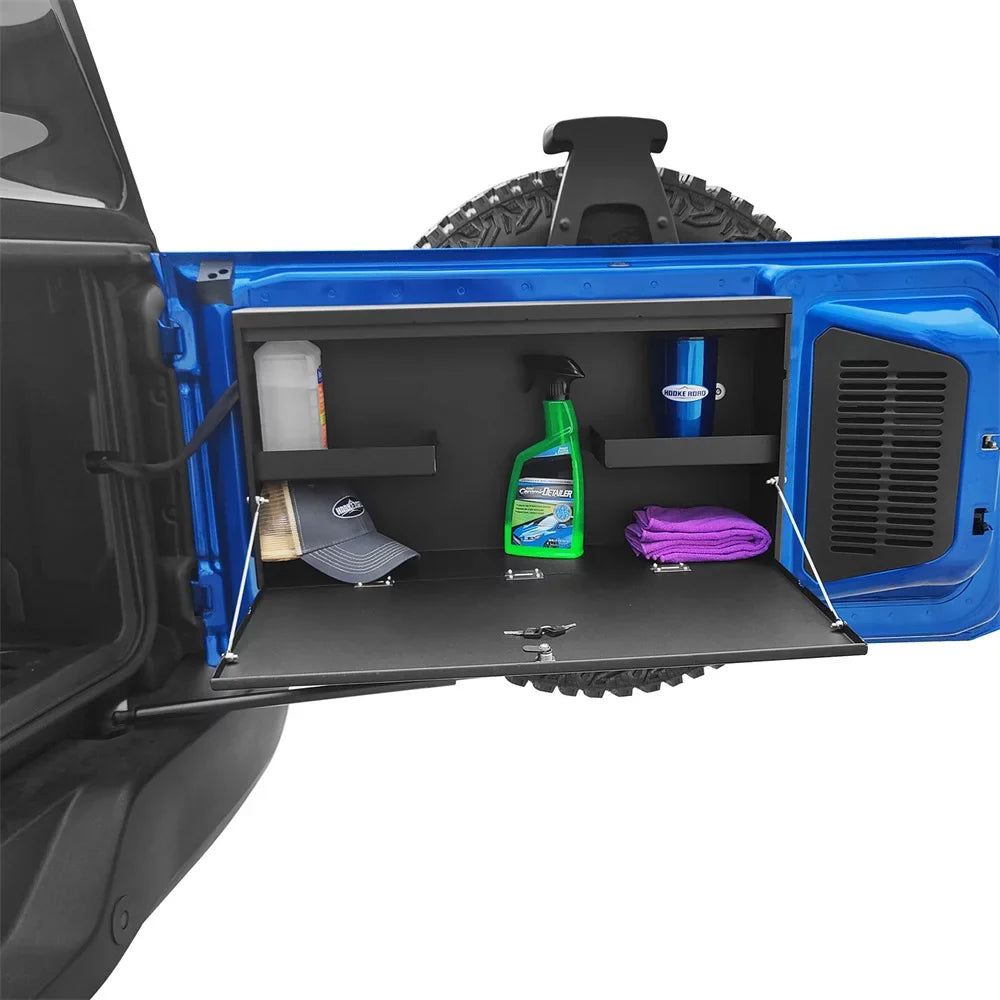 Road Hooke Bronco Box Ford Storage Folding Fit Table Tailgate Lockable Steel 2021-2023 Black