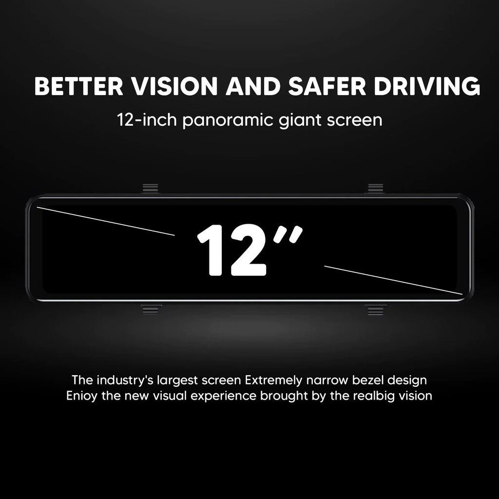 Recorder 12"Dual Kits Mirror Night Car Camera Cam Dash View Rear Video DVR GPS