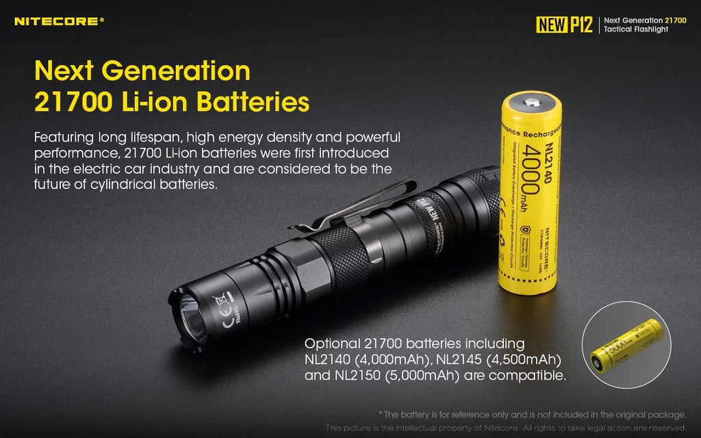 Nitecore and Switch Lumens Version Flashlight New Cord, USB RSW3 1200 Offset P12 - LED w/NL2150HPR Mount Pressure Battery,