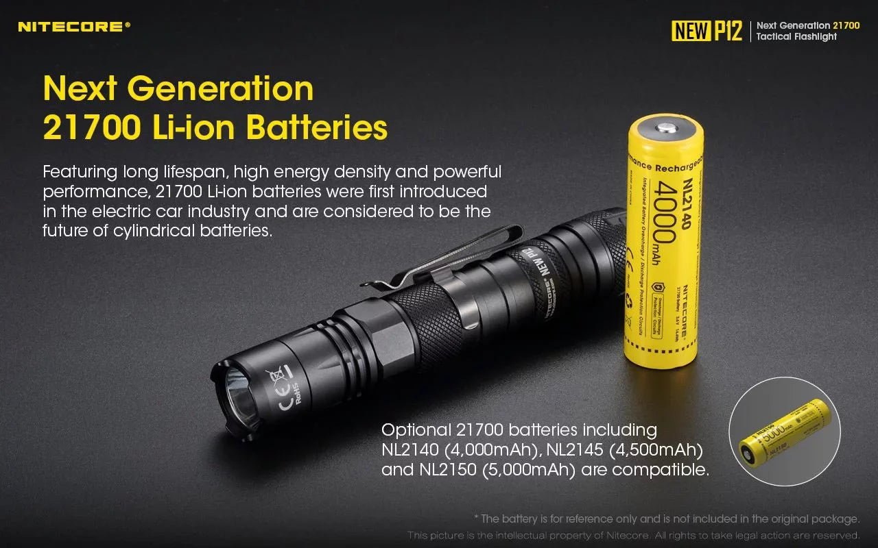 Nitecore and Switch Lumens Version Flashlight New Cord, USB RSW3 1200 Offset P12 - LED w/NL2150HPR Mount Pressure Battery,