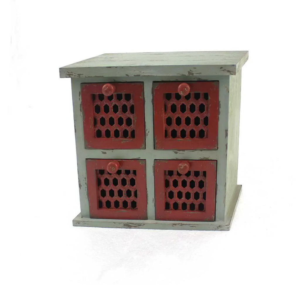 12.75-inch x Organizer Furniture 7-inch - 4 x 14-inch Multi-Color, Drawer, HomeRoots Tabletop Antiqued,