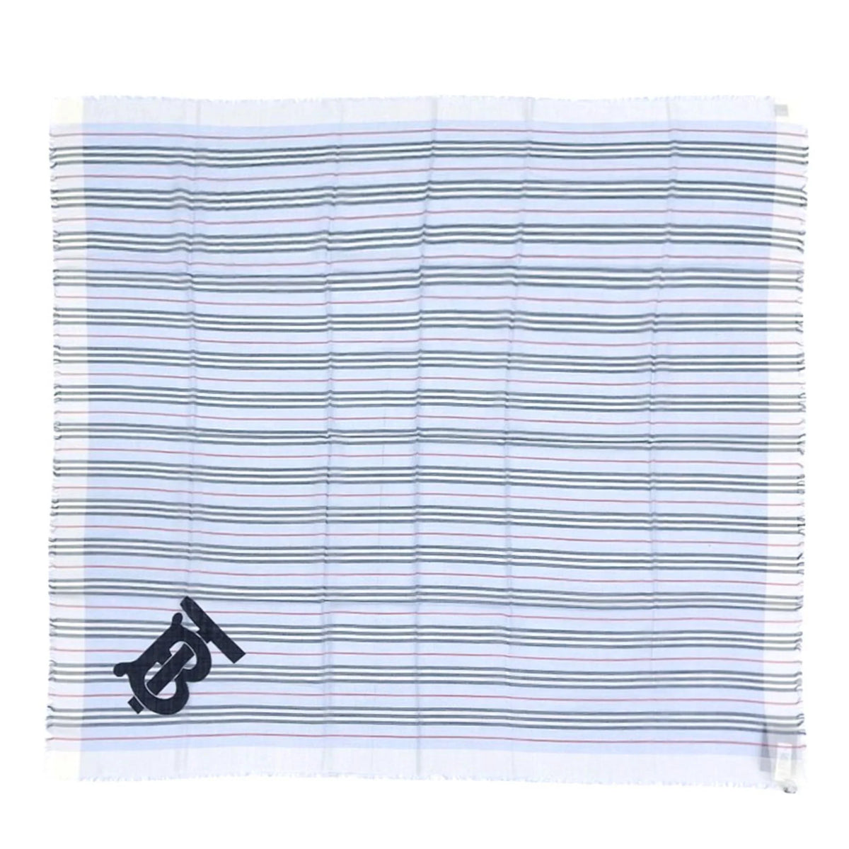 stripe New) silk Pre-Owned (Like blue Burberry 80173691 BURBERRY scarf light wool border