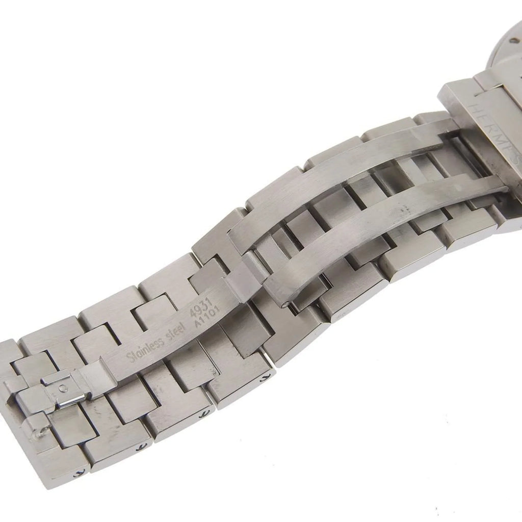 Dial Analog Men's Made Display Hermes Swiss Silver Nomad (Fair) Quartz NO1.710 Stainless White Pre-Owned Steel Watch
