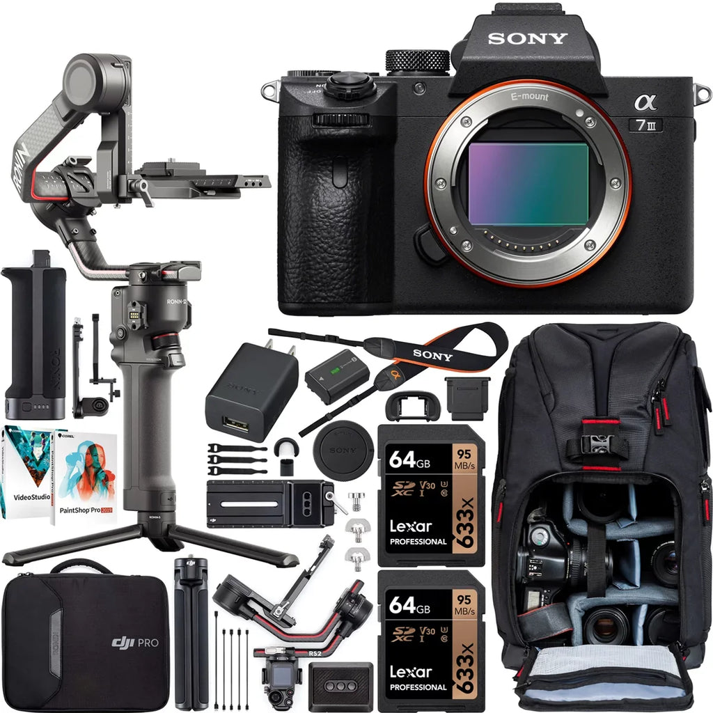 Stabilizer 3-Axis Digital Mirrorless Deco RS Body with a7 Full-Frame Alpha Backpack Bundle Camera a7III Software + DJI ILCE-7M3 III + 2 Sony Kit Gimbal Handheld Photo Filmmaker's