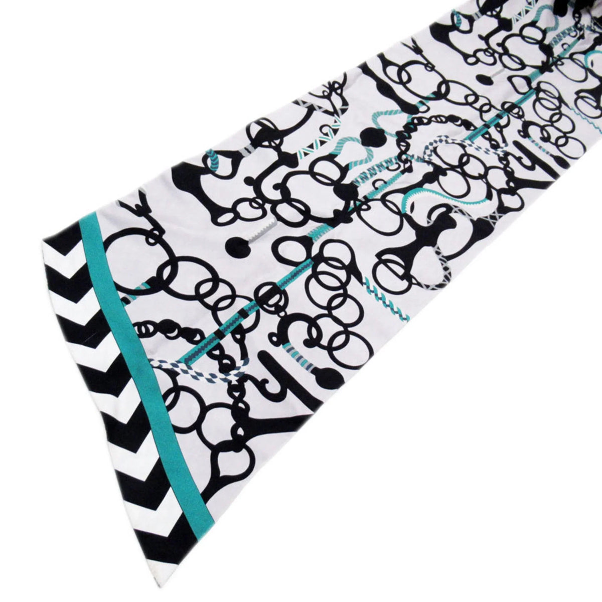 Silk Hermes Maxi Gray/Green/Black Light Pre-Owned Muffler Scarf Women's (Good) Twilly