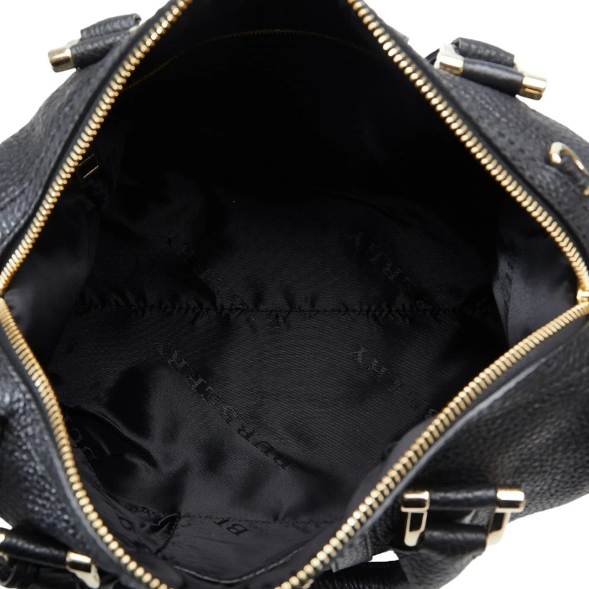 (Good) Burberry Women's Leather Calf Pre-Owned Bag BURBERRY Handbag Grain Side Belt Metal Shoulder Black
