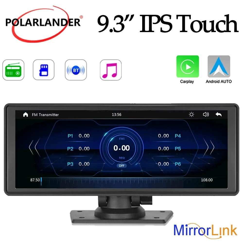 Bluetooth Inch Carplay&Android Auto with Camera TF Car Screen with Unit Stereo Wireless 9.3 Stereo,Newest Portable FM Player Transmitter,AUX, Touch Bluetooth/FM Navigation Car Synchronization/Rear
