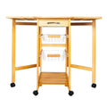 Zimtown Island Rolling Trolley Cart Protable Kitchen Drop Storage Leaf with Drawers Basket,Folding