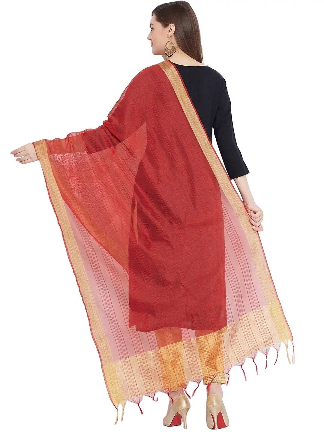 Chunni, Shawl Ethnic Stole, eloria Indian Plain Scarf Woman's Red Wrap Dupatta,