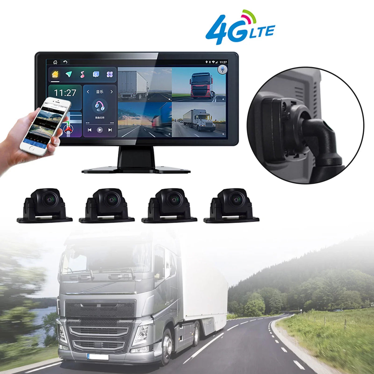 AI DVR Driving RV Monitor GPS Video Recorder for Screen 10.36" Truck Touch Bus