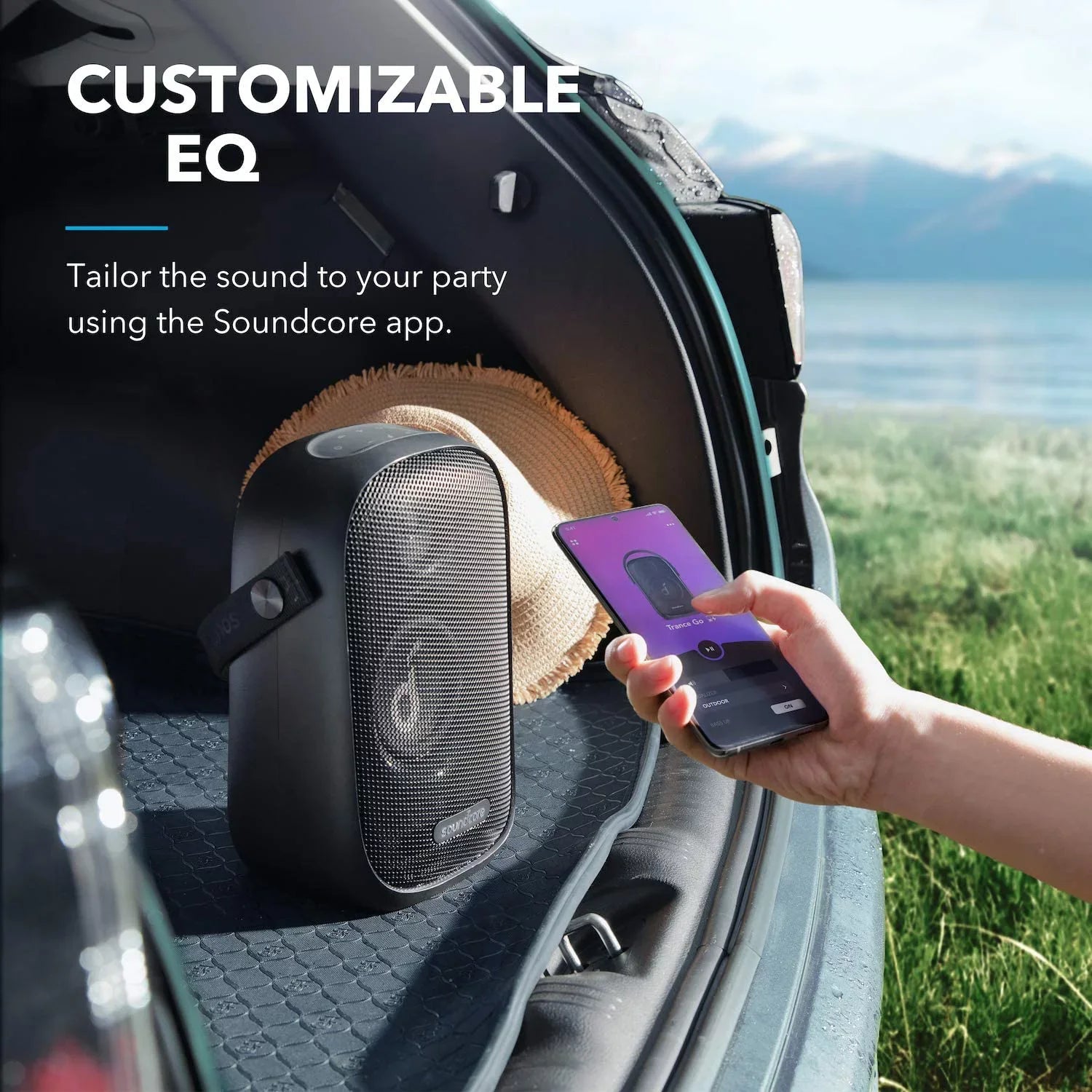 100+ 24H Sync Bluetooth with BassUp Speakers, Waterproof, Playtime, Go Outdoor Trance Technology, EQ, App Speaker Custom Soundcore
