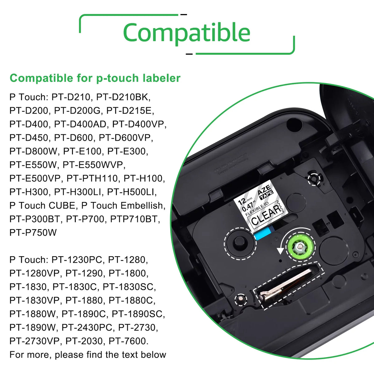 Cable x Label 12mm 8m TZe GREENCYCLE Flexible TZe-131 50PK for on TZ-131 TZ-FX131 Clear TZe-FX131 Brother TZ Wire P-touch Black Compatible Tape ID