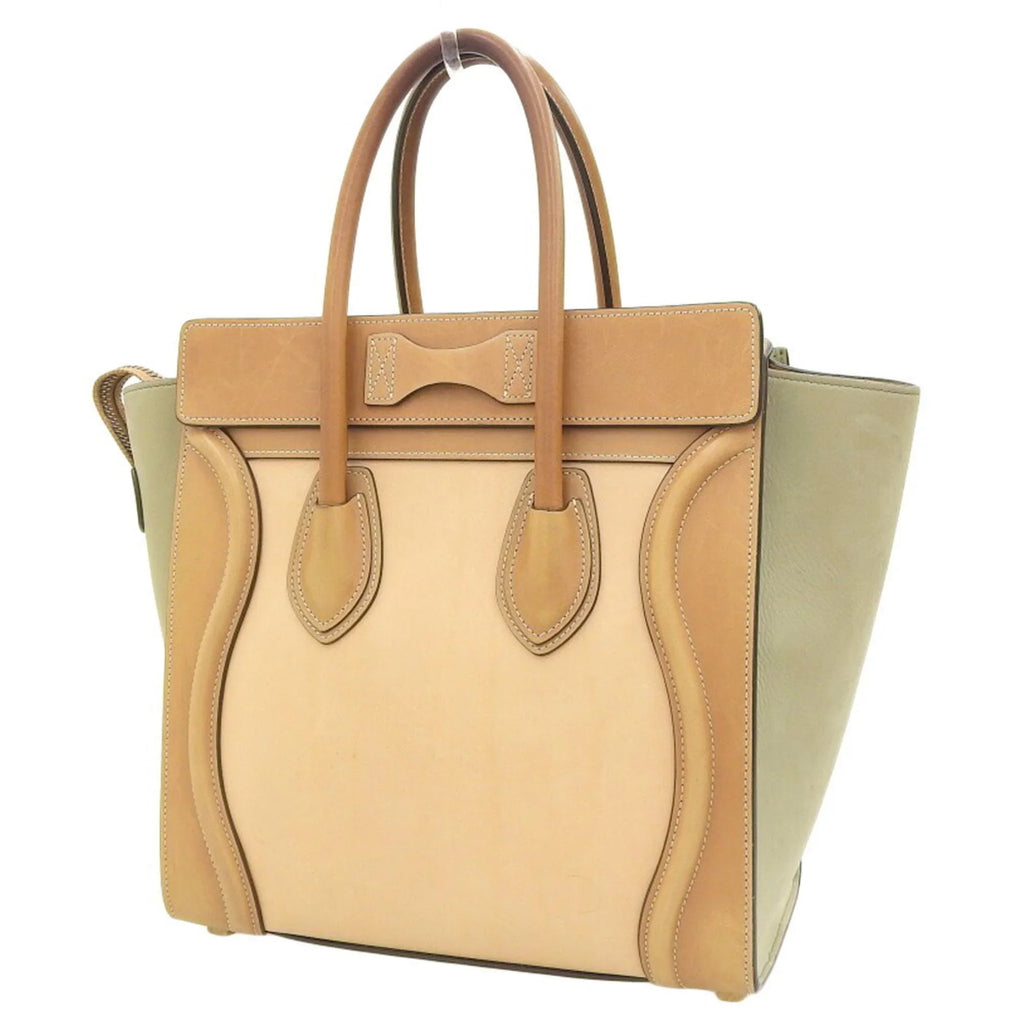 Celine handbag mint 15LK beige CELINE micro Pre-Owned 167793 tricolor green shopper (Good) A03 luggage