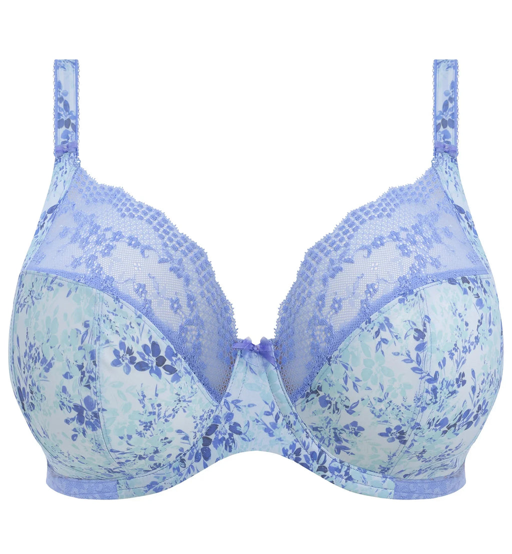Lace Bra Stretch Plunge Underwire (4490),42DD,Cornflower Lucie Banded Elomi