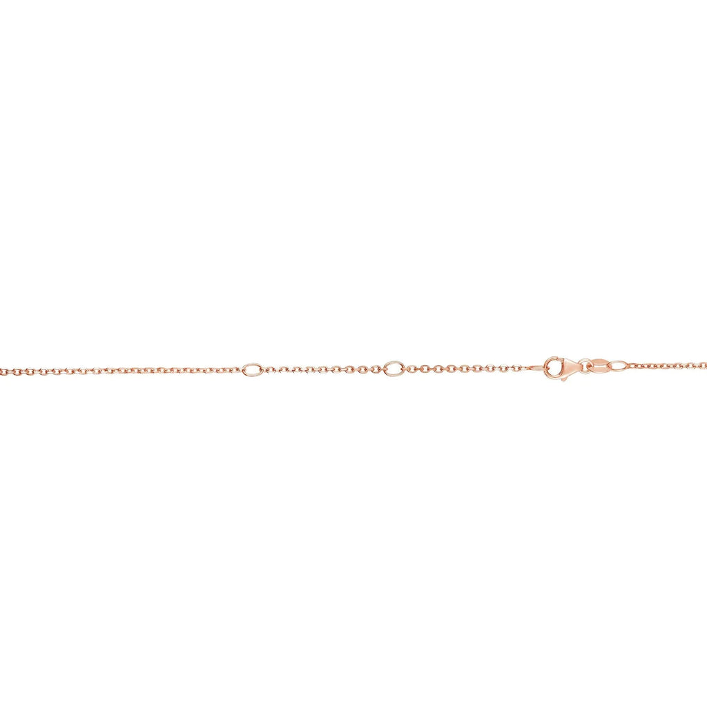 Cable Lobster Necklace, Rose 14k Gold Inches, 0.6mm Claw 16-18 Chain Extendable 1.2gr.