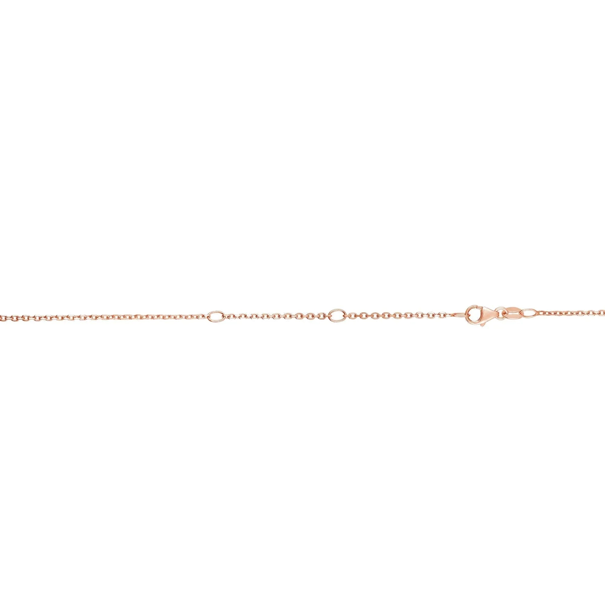 Cable Lobster Necklace, Rose 14k Gold Inches, 0.6mm Claw 16-18 Chain Extendable 1.2gr.