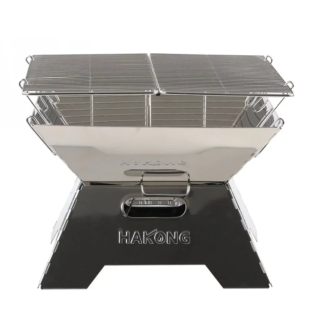 for Traveling Foldable BBQ Picnic Steel HAKONG Design Portable Grill and Stainless Perfect Barbecue