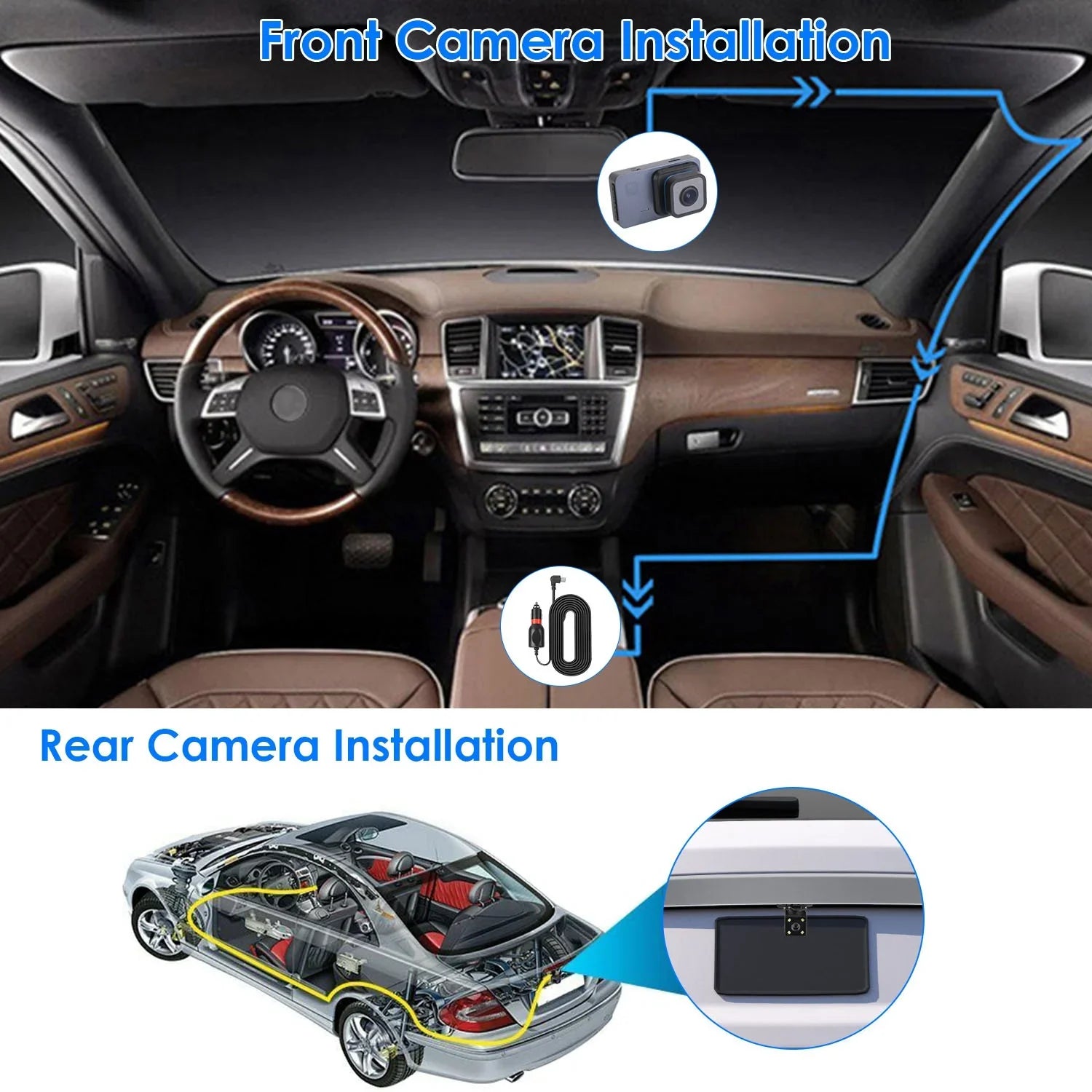 Motion G-Sensor Vehicle Cam, Night Dash Driving Car Detection DVR Universal Vision iMounTEK with Lens Monitor Parking Control GPS Recorder, WiFi APP 1080P Dual