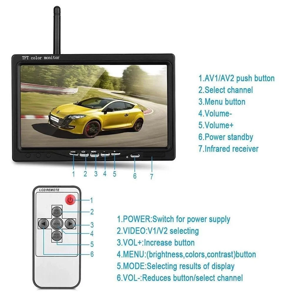 Cameras Camera Night Trailer 7" Dual Vision Wireless View Waterproof Truck for Assistance Monitor Rear Backup RV Bus with Parking