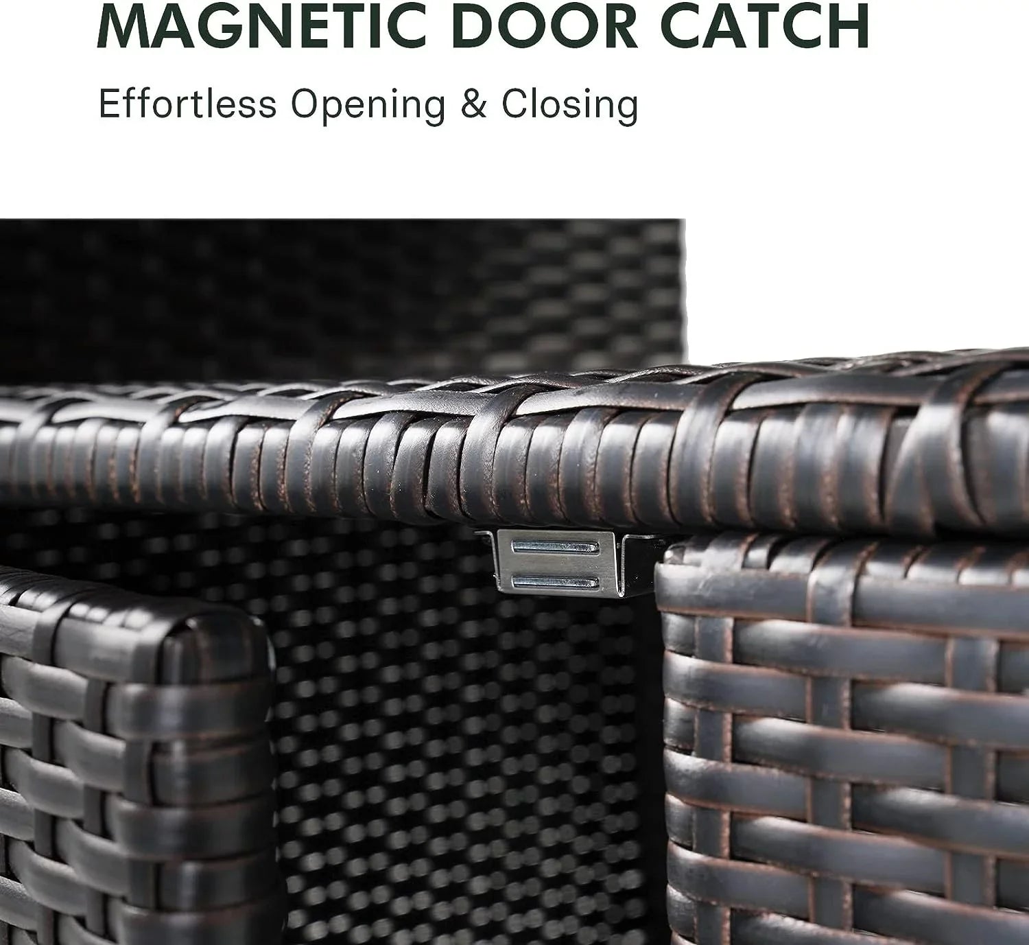 Resin with Powder Storage Outdoor Cabinet Wicker, Wicker Coated Steel, Dark Weather 2-Door Indoor Brown All Shelf,
